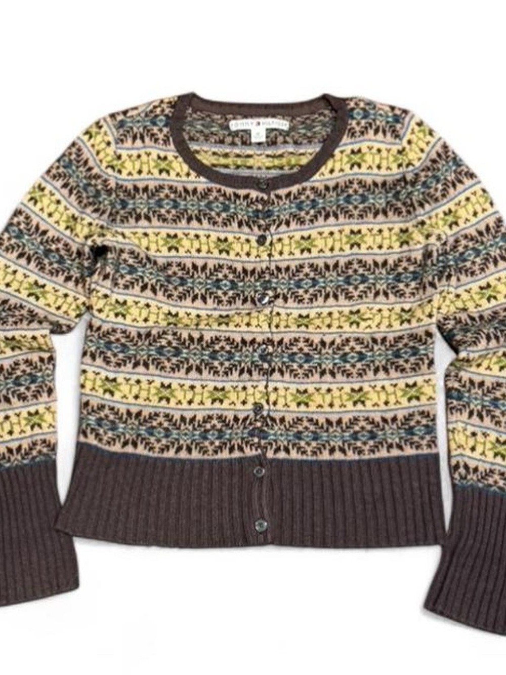 Y2K Tommy Hilfiger Aztec Cardigan Slim Fit Knit Longsleeve